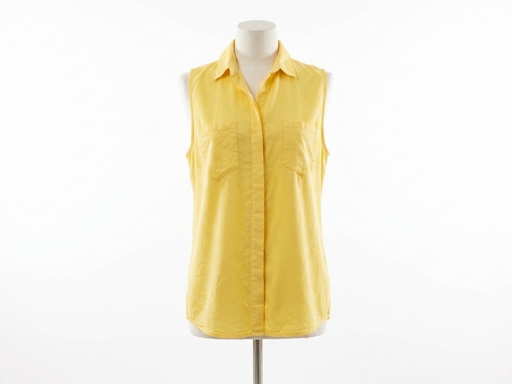 NEW VELVET HEART women's sleeveless button up shirt in sunshine yellow